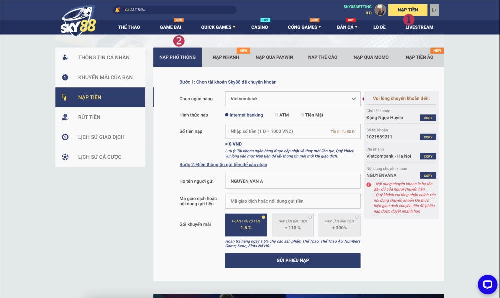  Casino SKY88 dẫn đầu với tốc độ nạp rút siêu nhanh, không làm gián đoạn cuộc chơi!