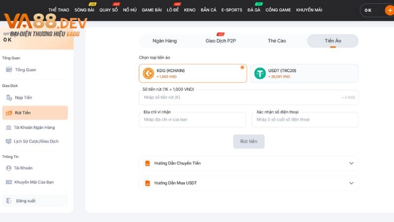 Cách rút tiền VA88 thành công trong mỗi lần rút