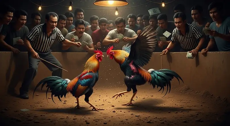 Gà chiến cựa dao lên sàn đặt cược ngay trước khi trận kết thúc