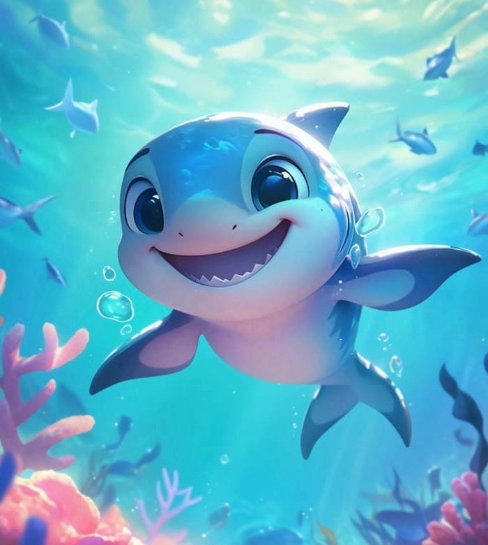 Thế giới hoạt hình sống động với cá mập anime cute dễ thương