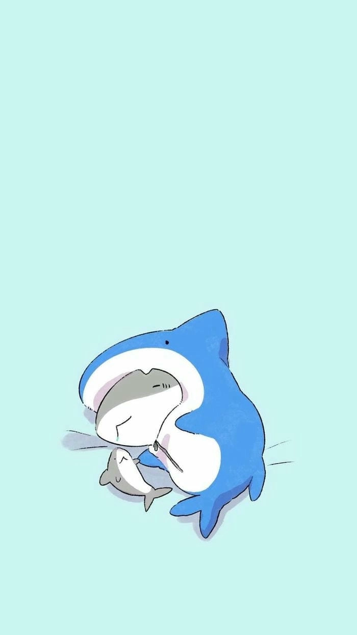 Gửi yêu thương qua sticker cute hình cá mập chibi đáng yêu