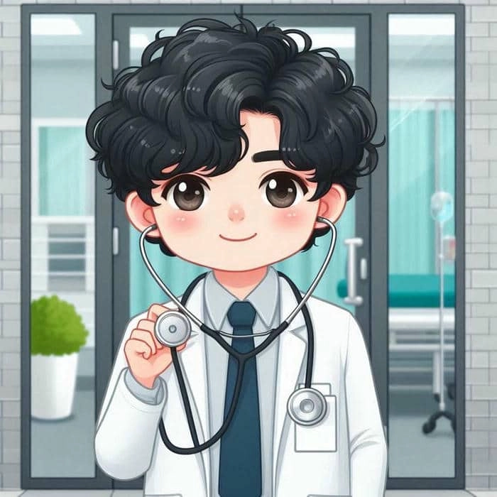 Ảnh bác sĩ nữ chibi dễ thương phù hợp trang trí