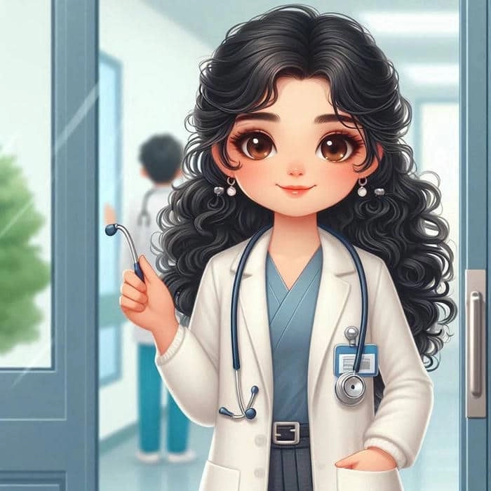 Ảnh bác sĩ hoạt hình sáng tạo cho bé tập tô