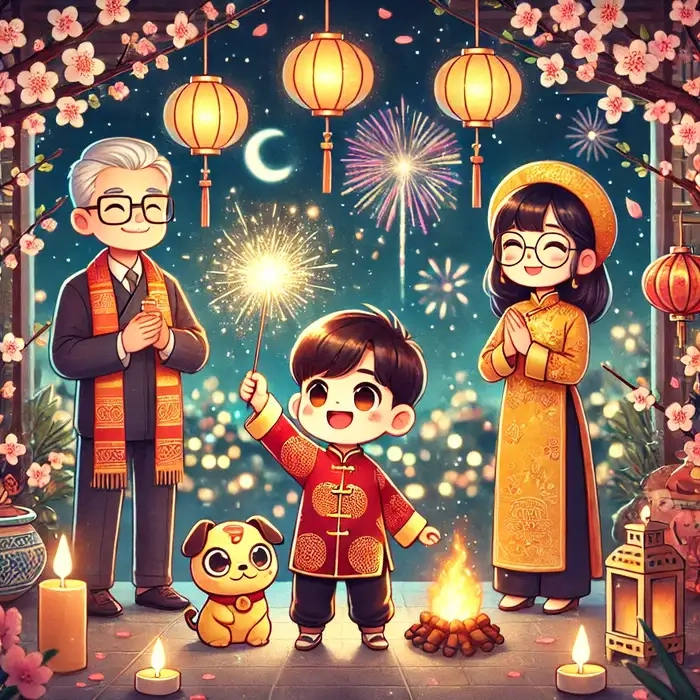 Ngập tràn sắc xuân trong ảnh tết chibi cute
