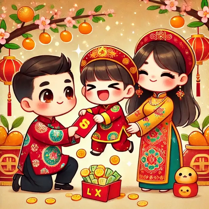 Trang trí ngày xuân với hình tết chibi mới