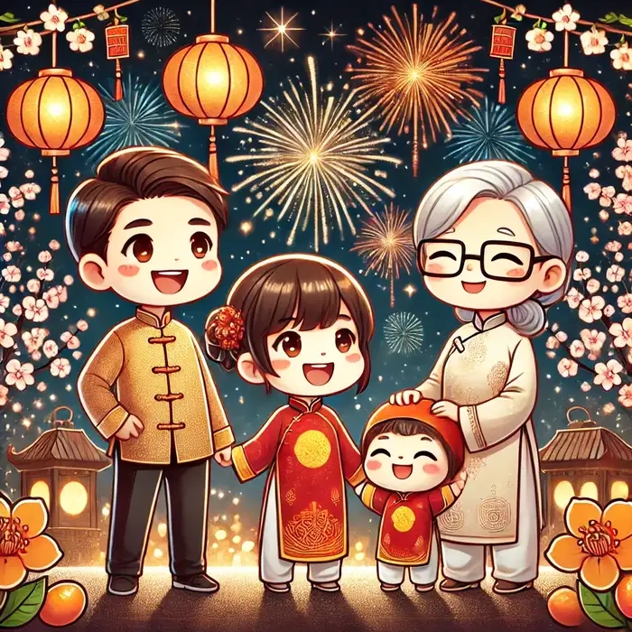 Độc đáo và dễ thương với chibi ảnh tết