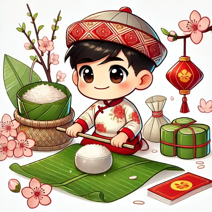 Làm mới điện thoại bằng hình nền tết chibi