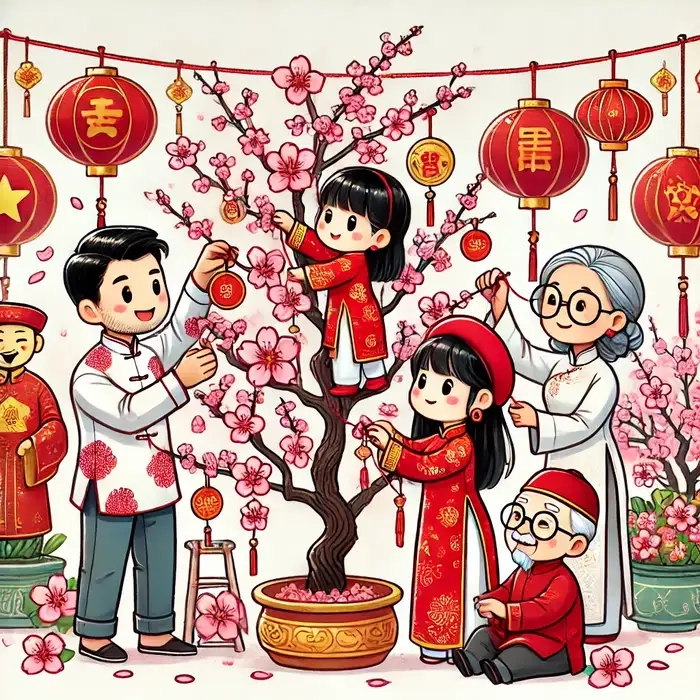 Trọn vẹn mùa xuân cùng ảnh tết cute chibi