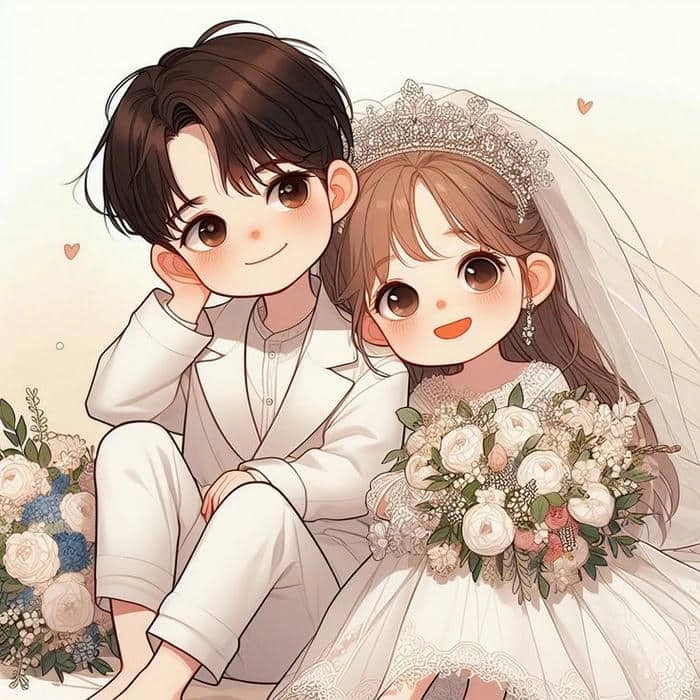 Tải ngay cô dâu chú rể chibi vector đẹp dễ chỉnh sửa