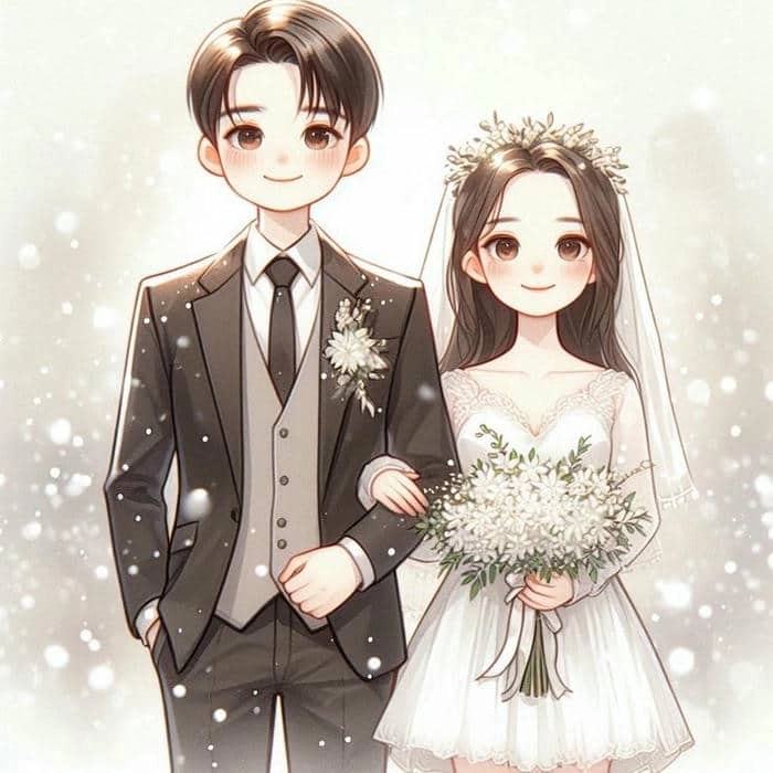 Ngắm hình cô dâu chú rể chibi ngộ nghĩnh và dễ thương