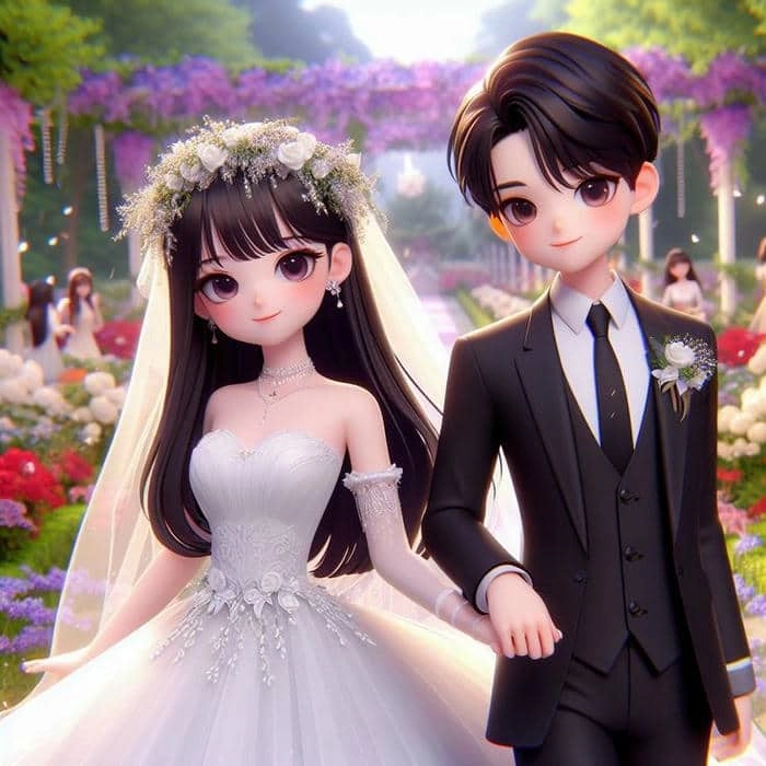 Ngắm ảnh cô dâu chú rể hoạt hình phong cách đáng yêu