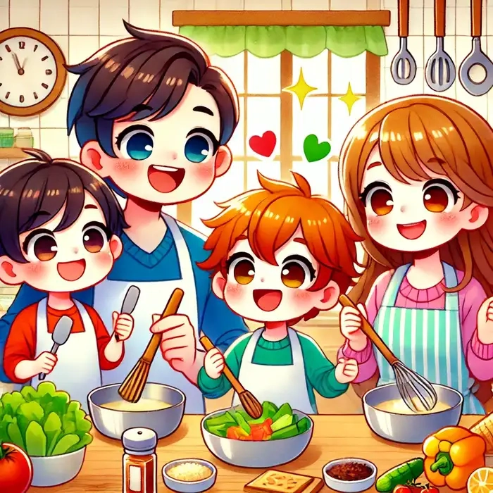 Chibi gia đình cute tạo điểm nhấn ngọt ngào