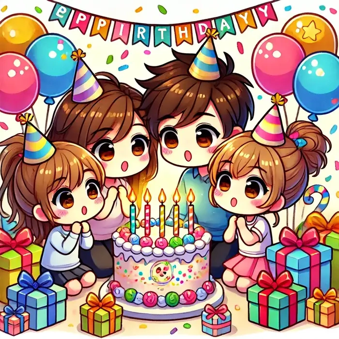 Tranh gia đình chibi độc đáo cho bé