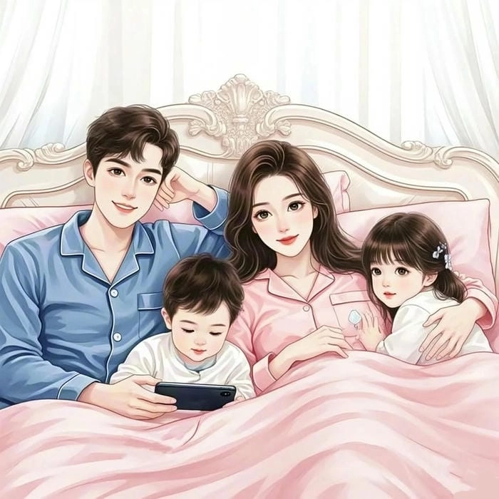 Cùng ngắm hình gia đình chibi ngọt ngào