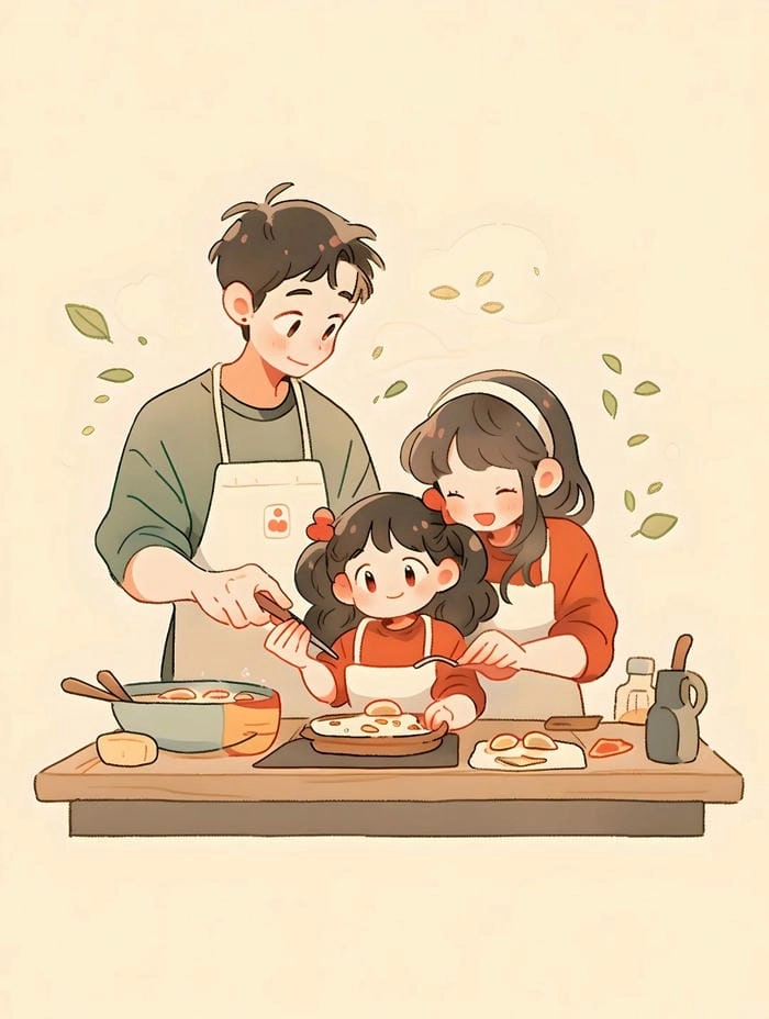 Hình chibi gia đình ấm áp cho mọi nhà