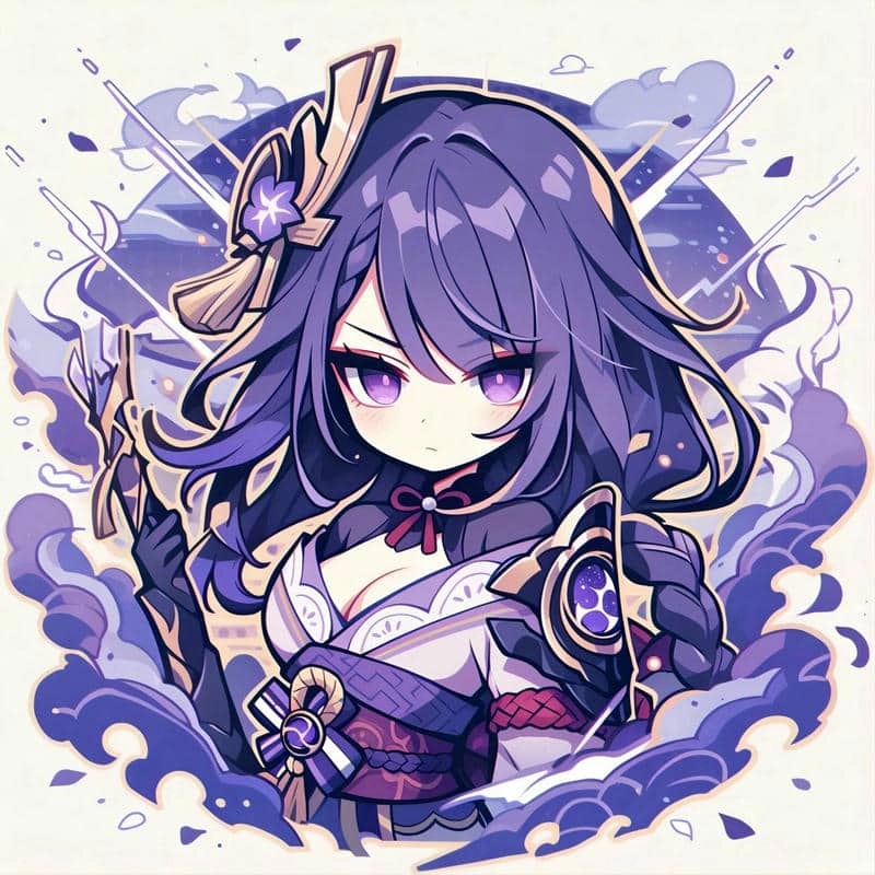 Tận hưởng hình ảnh raiden shogun chibi đầy màu sắc