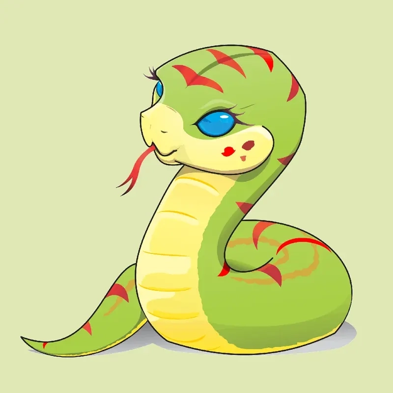 Con rắn chibi đầy màu sắc dễ thương