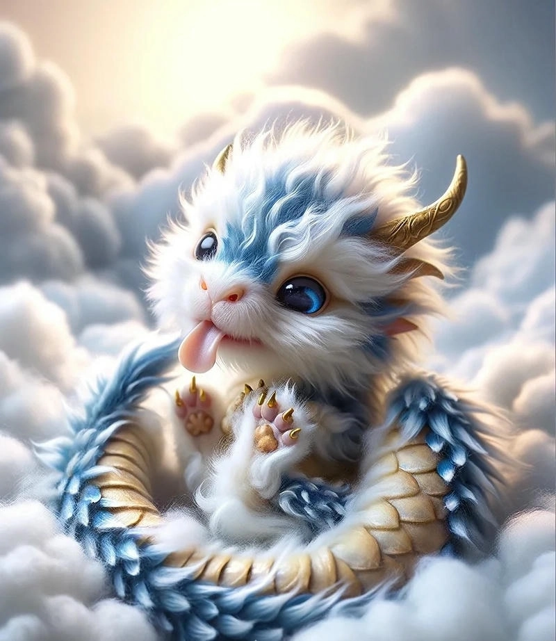 Rồng con chibi cute vui nhộn cho bé chơi tô màu