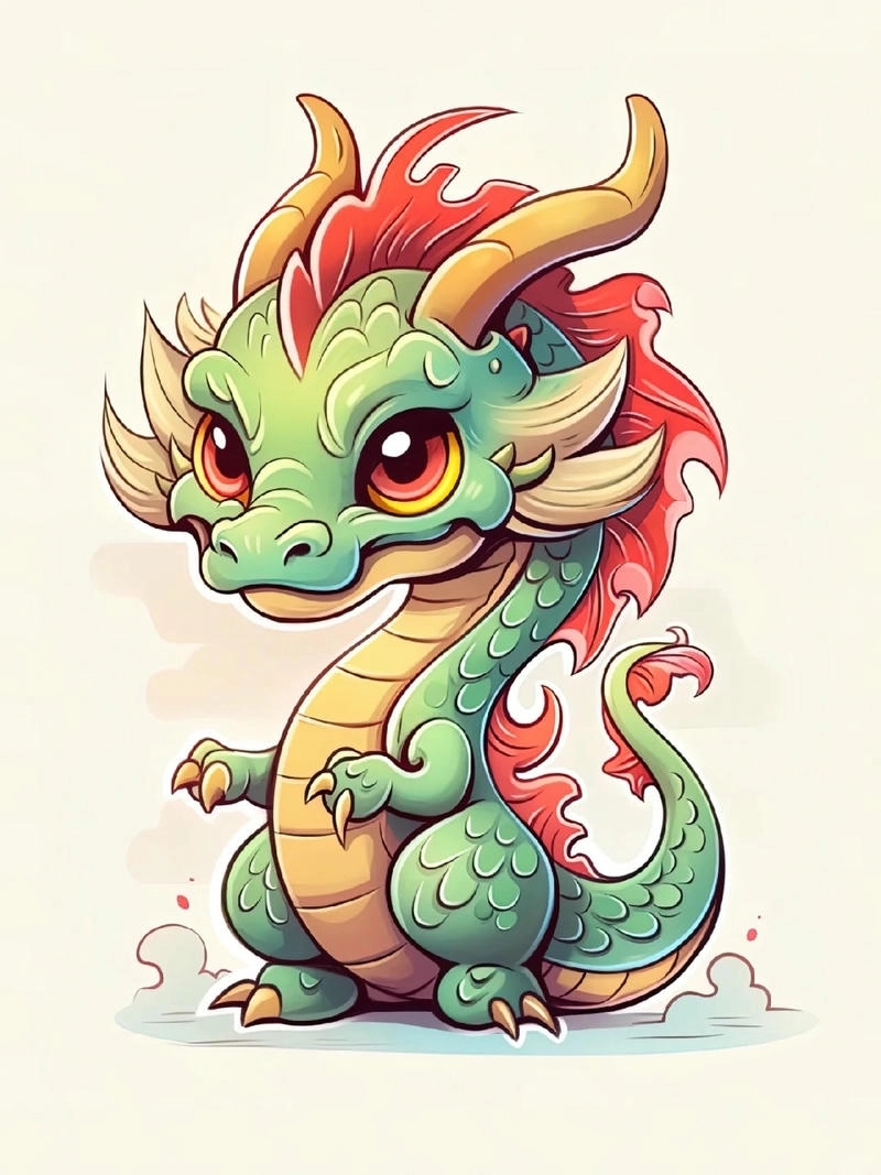 Hình con rồng chibi ngộ nghĩnh thích hợp cho bé tô màu