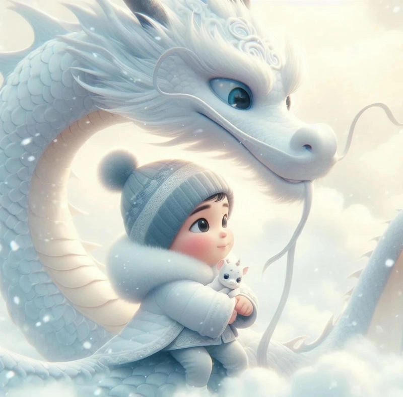 Rồng con chibi vui nhộn làm bức tranh thêm sinh động