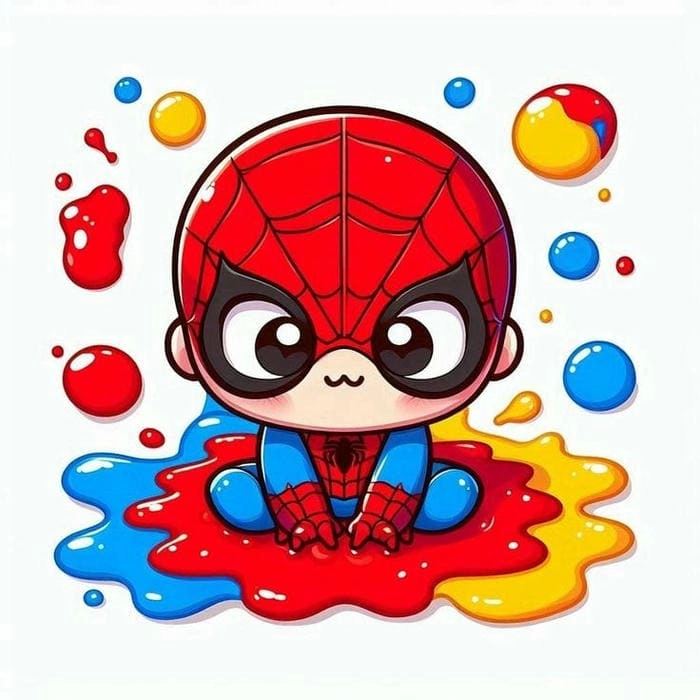 Bé yêu mê mẩn spider man chibi cute năng động