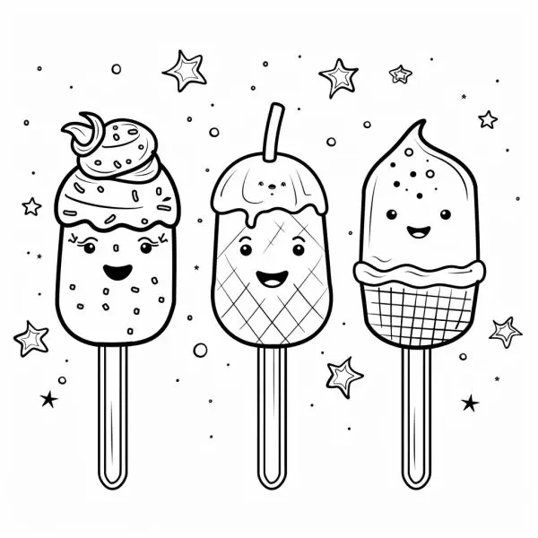 Tô màu cây kem đơn giản dễ thương giúp bé sáng tạo vui vẻ