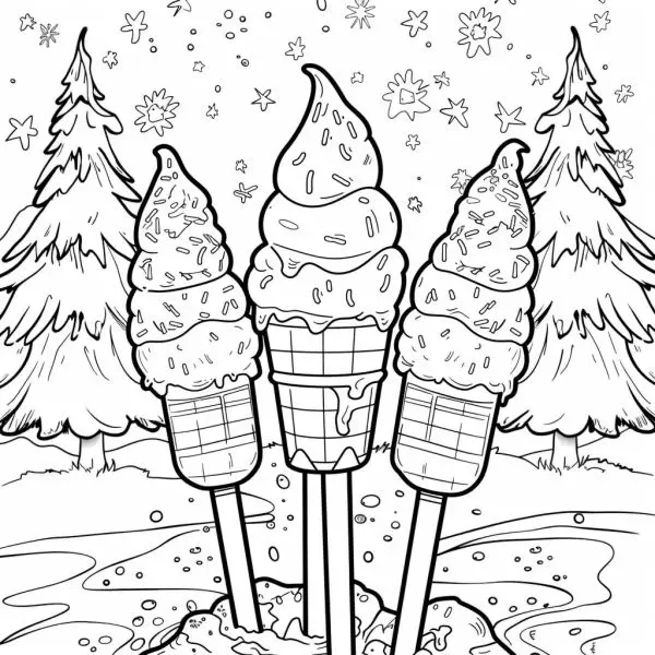 Tranh tô màu cây kem dễ thương giúp bé vui học và sáng tạo