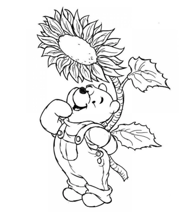 Bé thích thú với tranh tô màu con gấu đội nón vui nhộn