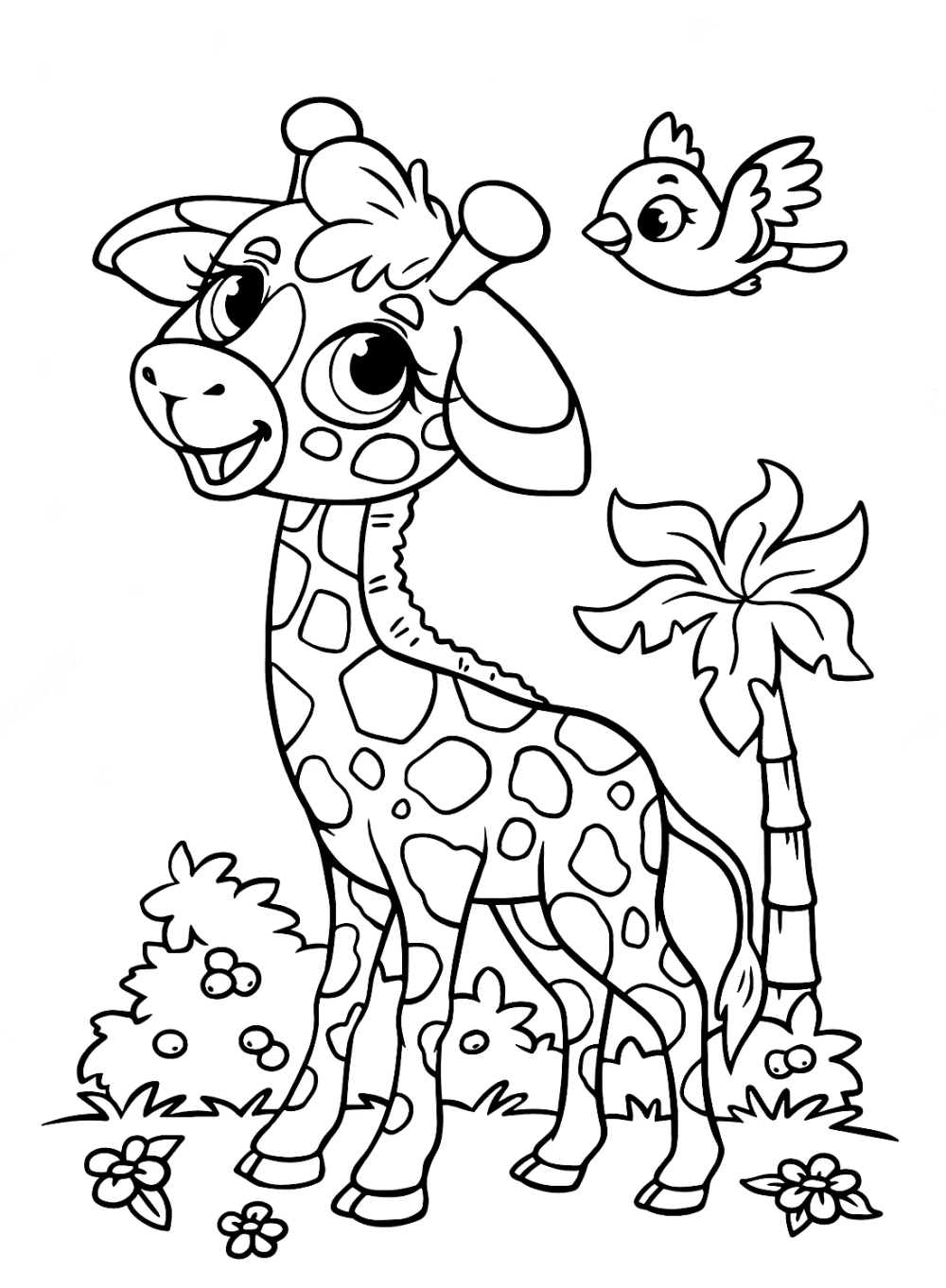 Bé thích tô tranh tô màu con hươu cao cổ dễ thương