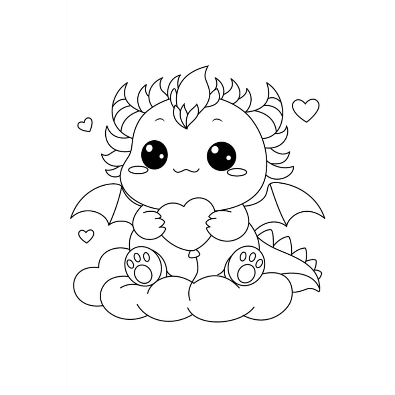 Tận hưởng niềm vui cùng tranh tô màu con rồng cute đáng yêu