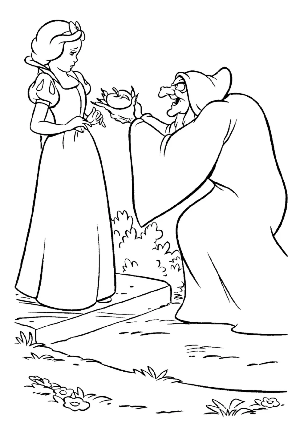 Tranh tô màu công chúa bạch tuyết đơn giản cho bé tập tô