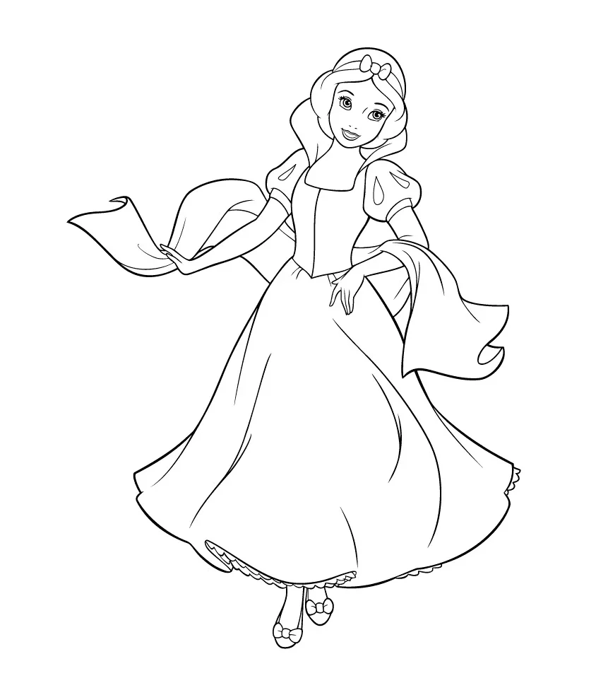 Hình tô màu công chúa bạch tuyết đáng yêu cho bé thỏa thích