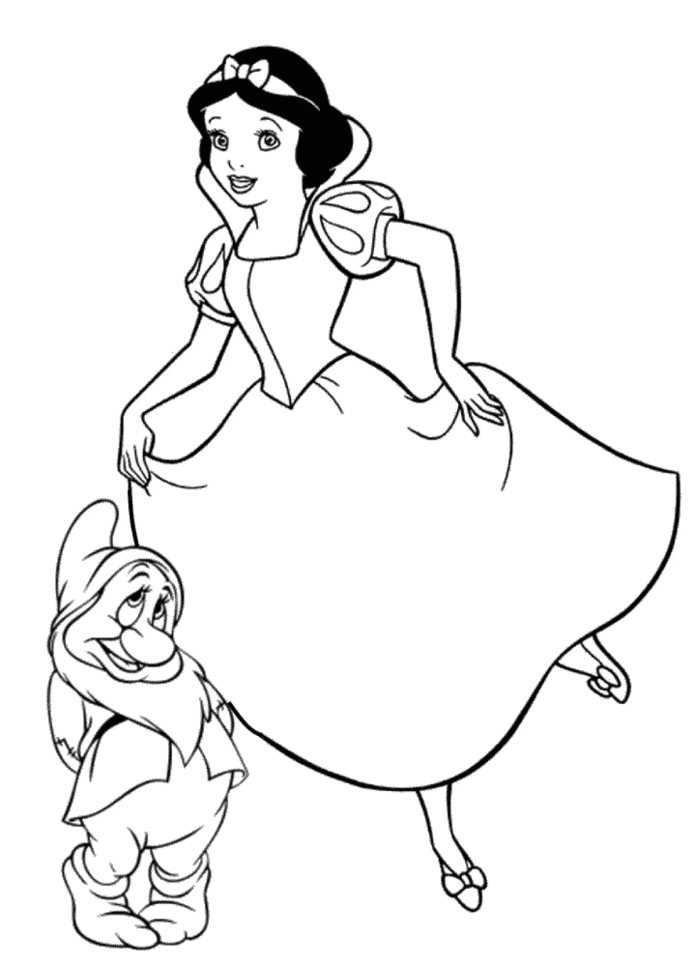 Hình tô màu bạch tuyết đẹp và dễ thương cho trẻ em