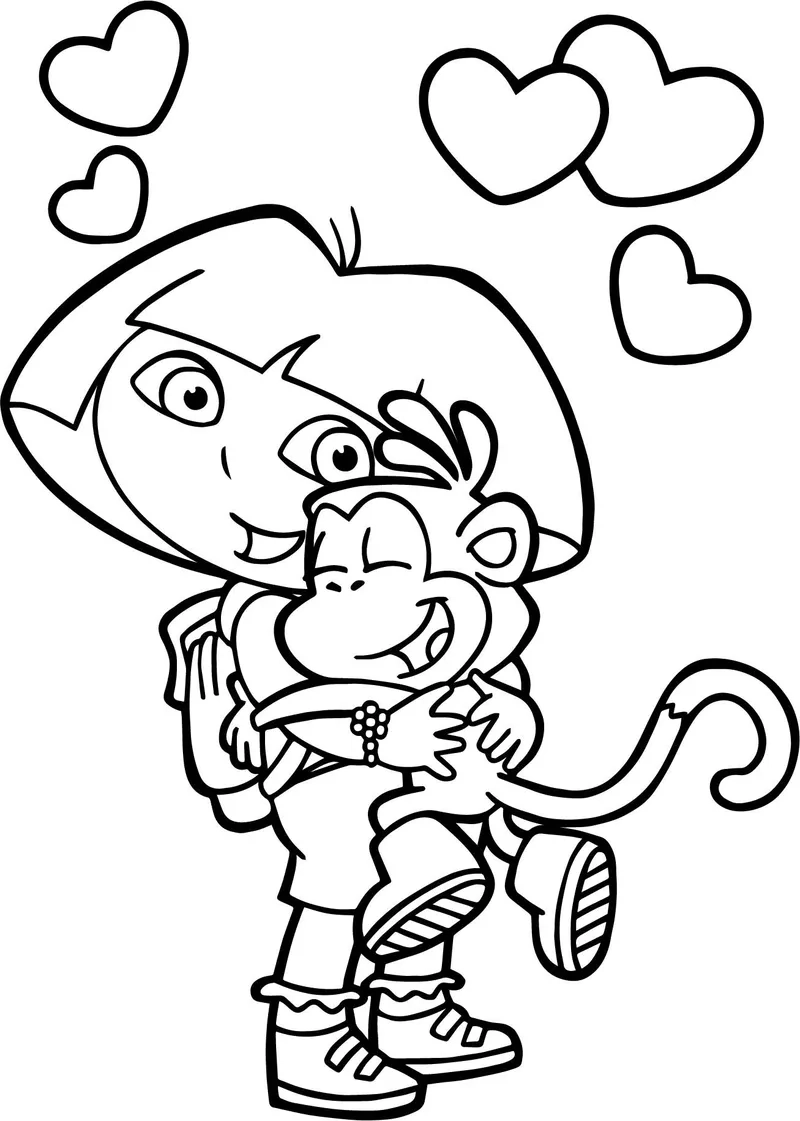 Các nhân vật Dora the Explorer tô màu sống động đáng yêu