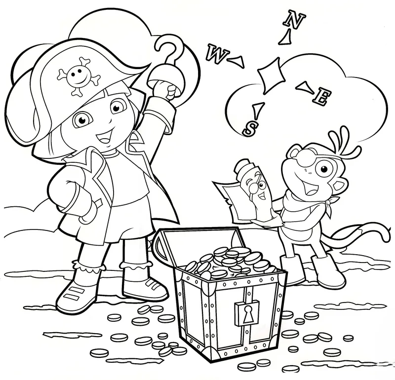 Hình vẽ tô màu Dora đầy màu sắc và dễ thương cho bé