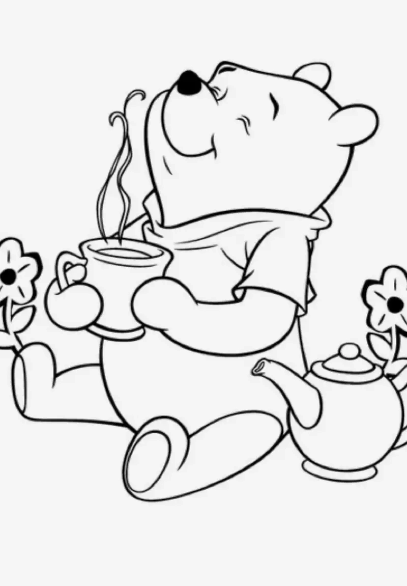Thỏa sức vui chơi với tranh tô màu gấu pooh cute đáng yêu cho bé