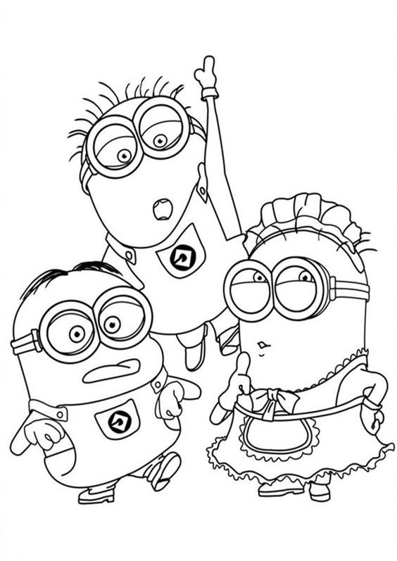 In ngay tranh tô màu minion in miễn phí cho bé vui chơi