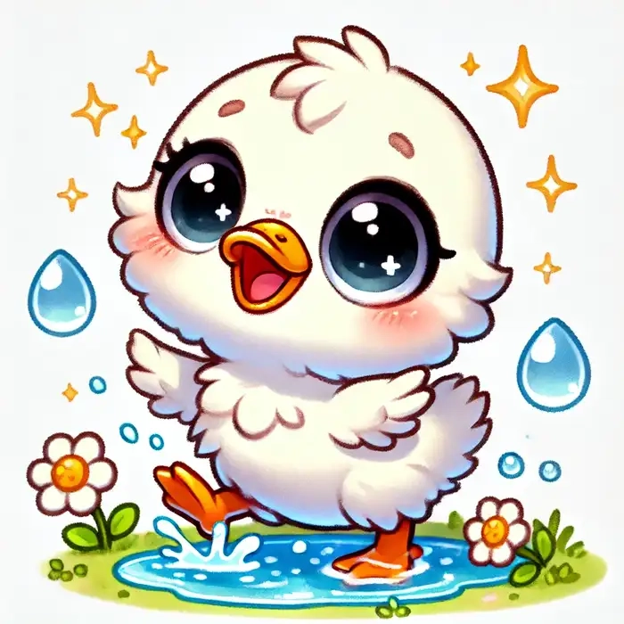 Trang trí hình ảnh dễ thương với hình vịt cute chibi