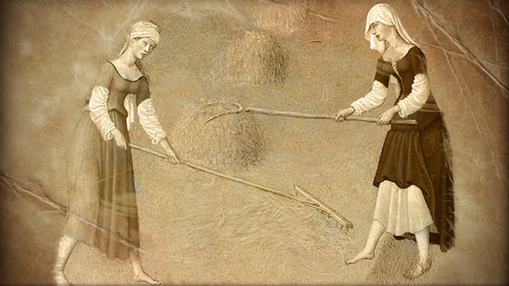 Công cụ lao động trong cuộc sống nông nô như cày gỗ và liềm sắt