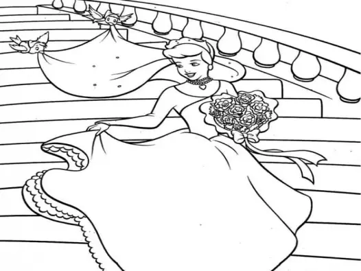 Tranh tô màu công chúa lọ lem đẹp cho bé thỏa sức sáng tạo